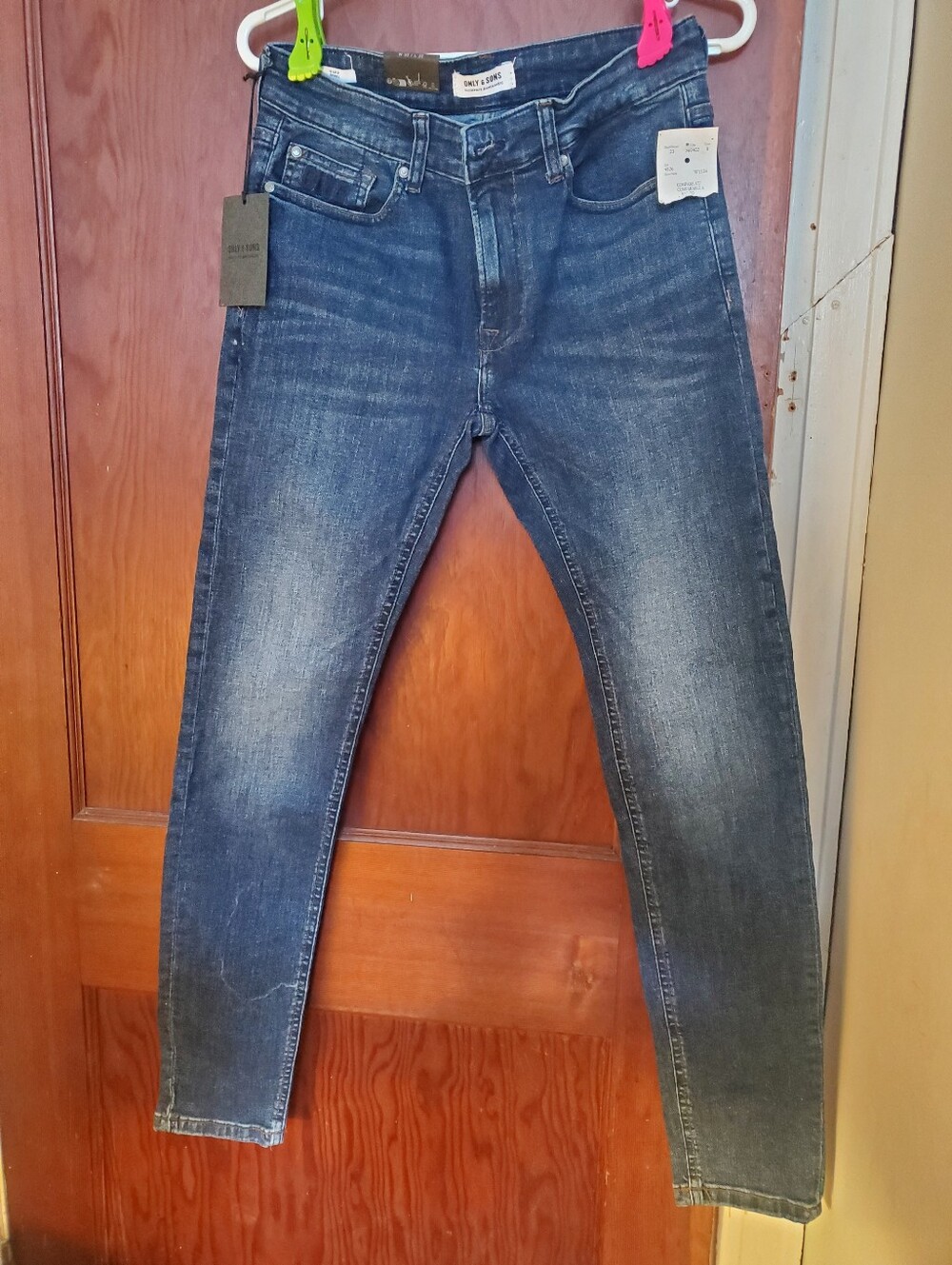 NWT Only & Sons Onswarp Skinny Blue Unisex Jeans Size 30